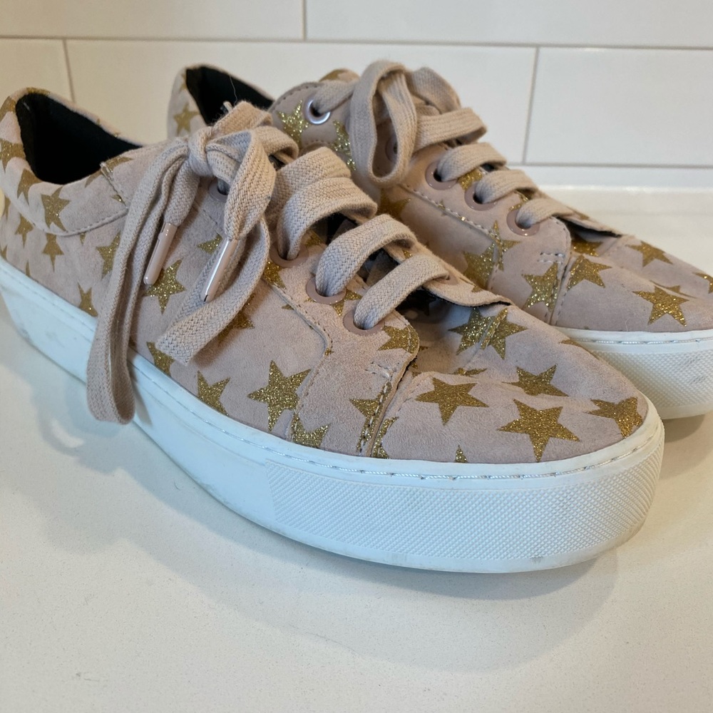Rebecca Minkoff Nadia Star Sneakers Pink Gold 9.5